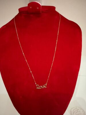 18karat Italian Gold Love Necklace with Pendant. For Everyday Wear. 1.4gram